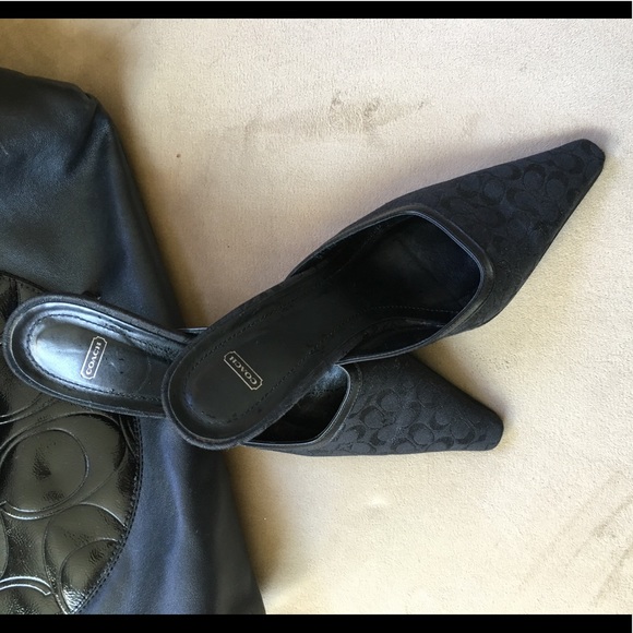 Coach Shoes - Coach signature black mules